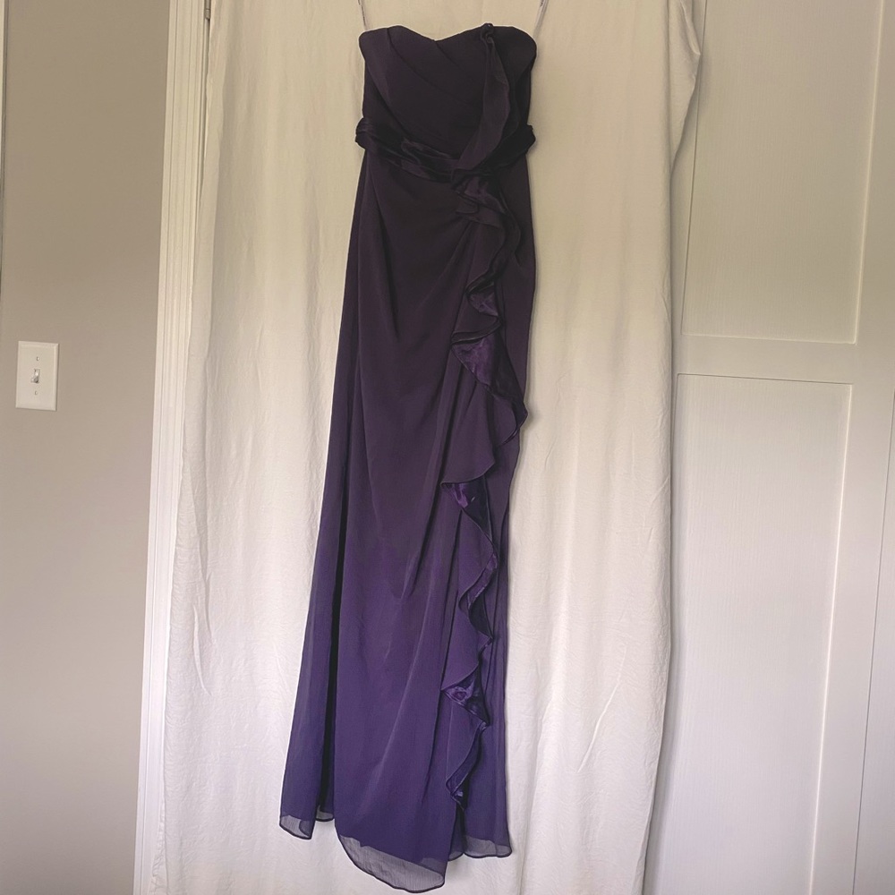 “Lapis” Purple David’s Bridal, Strapless Bridesmaid Dress, Size 0